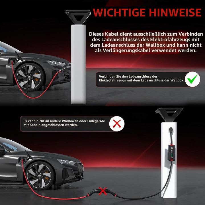 Typ 2 EV-Ladekabel – 7kW 5m Modus 3-Stromkabel für Elektro- und Hybridfahrzeuge | Einphasig 32-A-tra