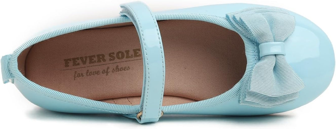 Feversole Bailarinas Niña de Vestir - Zapatos Cómodos para Ceremonias - Ballet Flats, Fliege Blau Ve