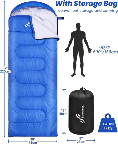 Schlafsack für 3-4 Jahreszeiten: Sportneer Schlafsack Winter Outdoor Sleeping Bag Tragbar Ultraleich