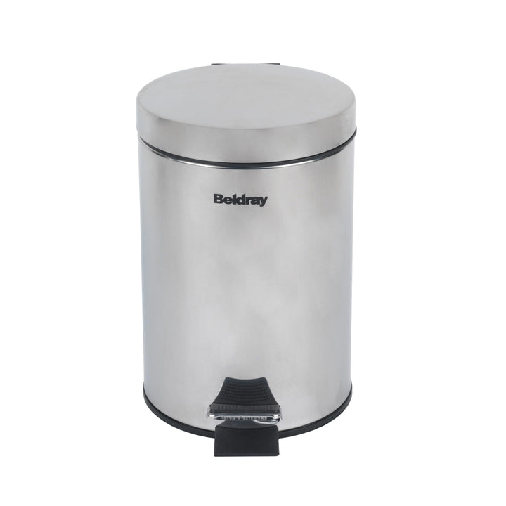 Beldray LA038098SS Badezimmer-Fusspedal-Mülleimer - Kleiner runder Edelstahl-Hygienemülleimer für Sc