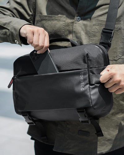 tomtoc Kompakt Sling Bag, 10L Umhängetasche Schultertasche für Herren und Damen, Wasserabweisend Lei