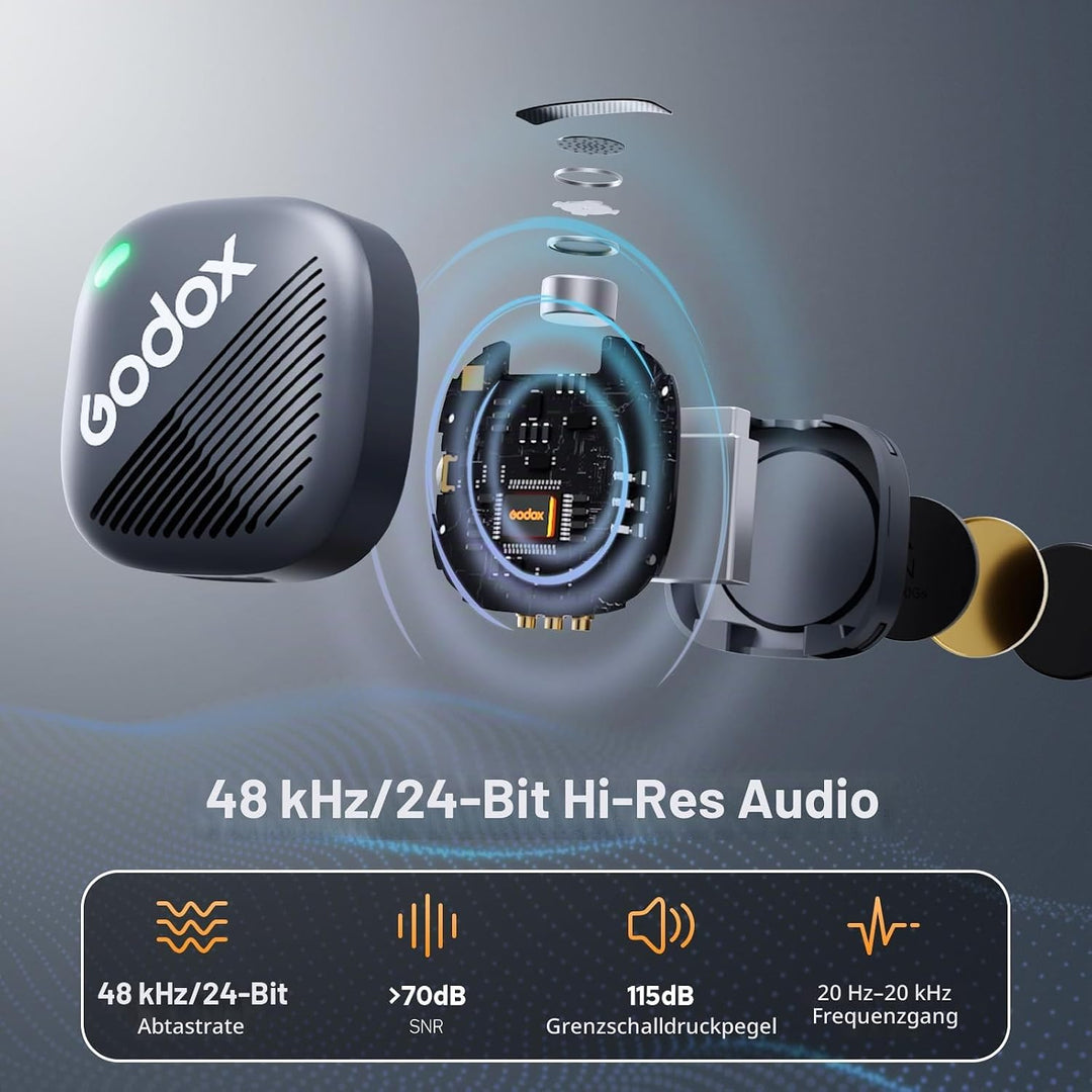 Godox Cube C Combo Kit2, Microphone Wireless Kompatibel für Kamera/Smartphone/iPhone, Rauschunterdrü
