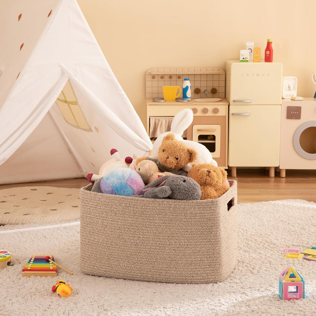 OIAHOMY Baumwollseilkorb, rechteckig, gewebt, für Kinderzimmer, Deckenkorb, Spielzeug-Aufbewahrungsk