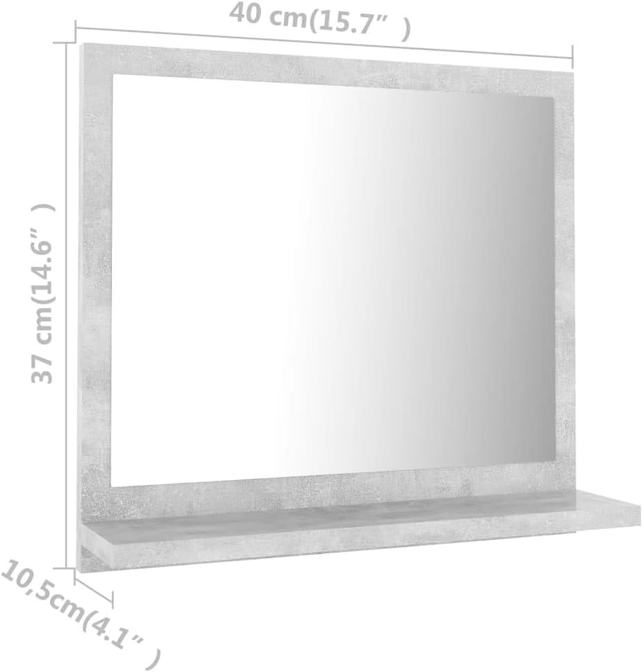 ZQQLVOO Badunterschrank Waschbecken Waschbeckenunterschrank Badspiegel Betongrau 40x10,5x37 cm Holzw