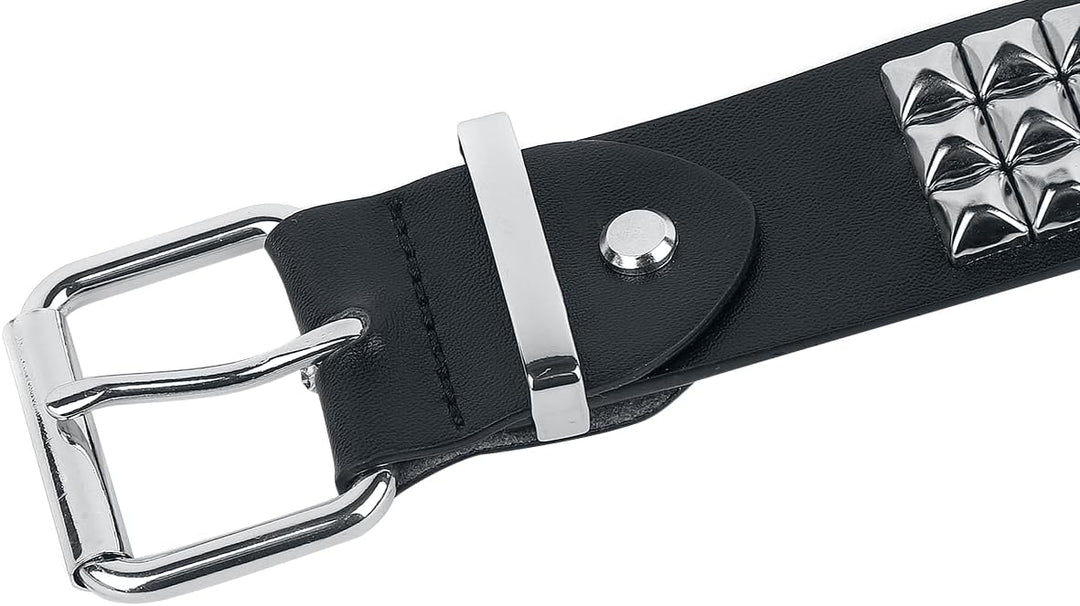 Black Premium by EMP Unisex Schwarzer dreireihiger Nietengürtel