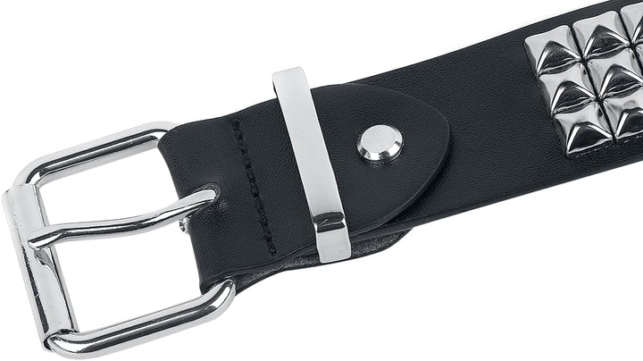 Black Premium by EMP Unisex Schwarzer dreireihiger Nietengürtel