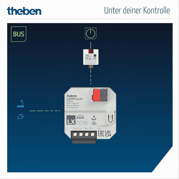 Theben 4800520 LUXORliving S1-1-fach UP-Schaltaktor - Öffner/Schliesser - Schalten - Verzögerung - I
