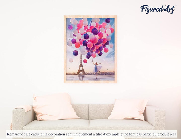 Figured'Art Malen Nach Zahlen Erwachsene Mit Rahmen Luftballons in Paris - Paint by Numbers Basteln
