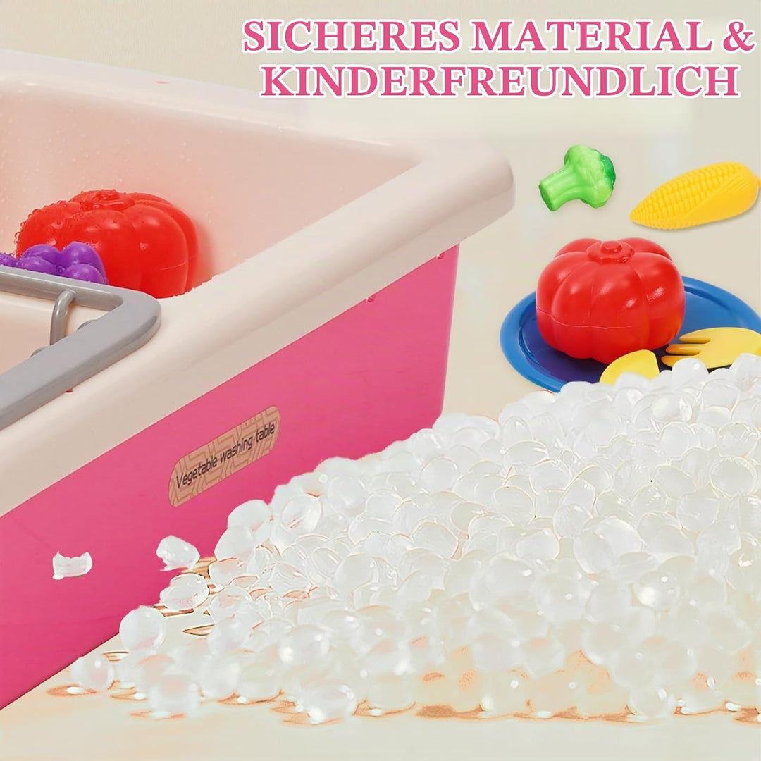 Spielspüle Kinder,Küchenspüle Spielzeug Set mit Wasserkreislauf,Elektrischem Wasserhahn,Rollenspiel-