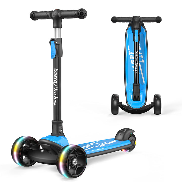 besrey Scooter Kinder Roller, der sichere Premium Dreiradscooter mit PU LED Leuchtenden Räder, Faltb