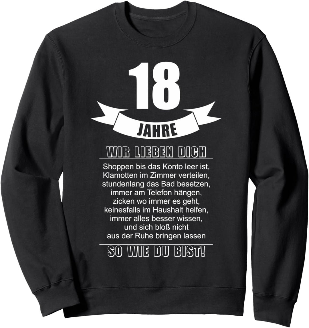 18 Jahre 18 Geburtstag Lustig Frauen Tochter 18 Geburtstag Sweatshirt