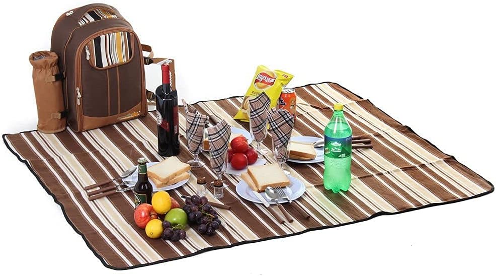 Hap Tim Picknick-Rucksack für 4 Personen mit Kühlfach, abnehmbarem Flaschen-/Weinhalter, Fleece-Deck