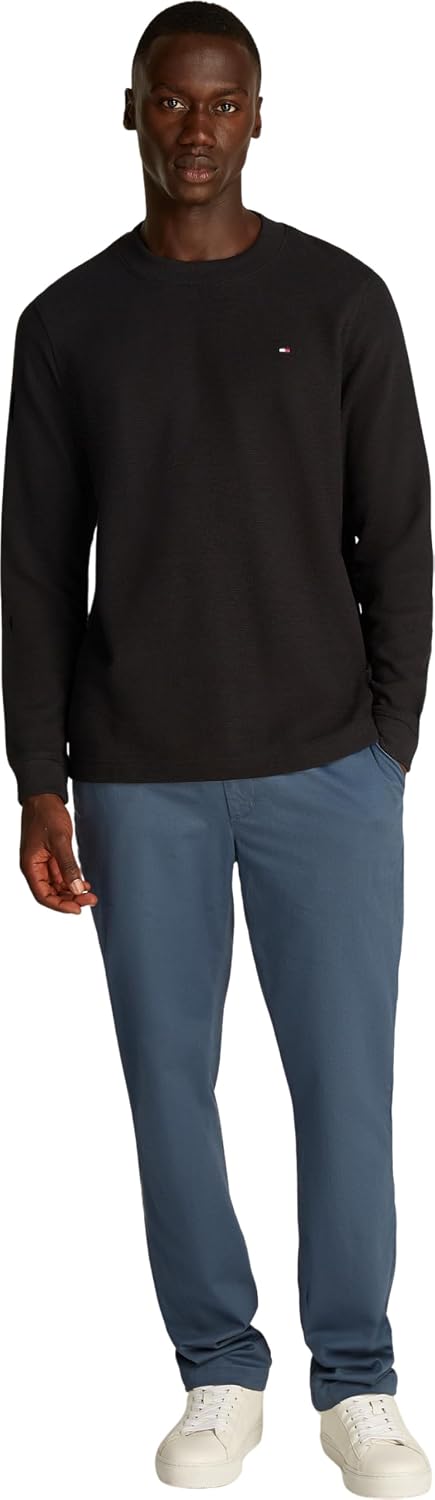 Tommy Hilfiger Herren Langarmshirt Textured Tee Basic XS Black (Black), XS Black (Black)