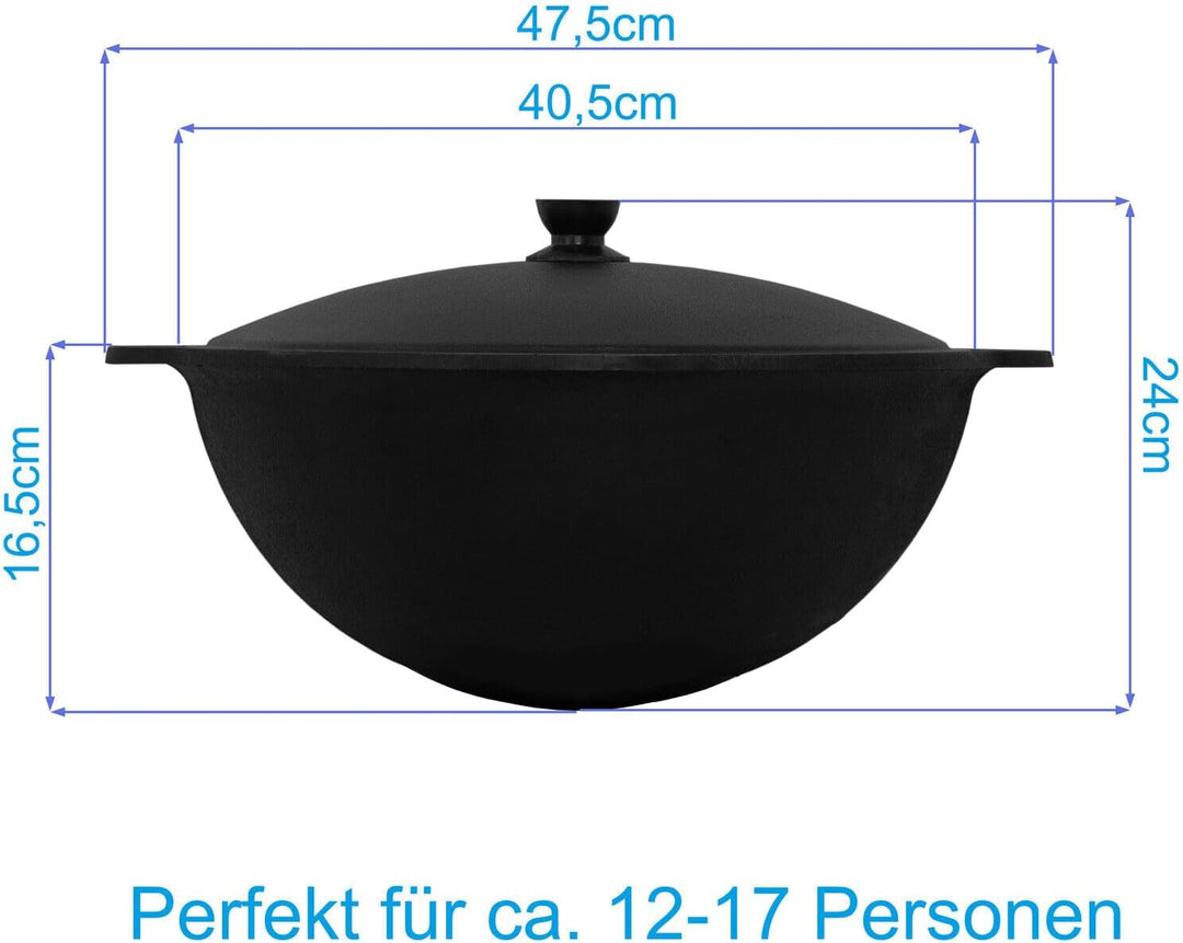 Ø41cm Uchag 2mm stahl Utschak Feuerstelle Utschag Campingofen 12L Kazan WOK Kasan (Runder boden) Fel