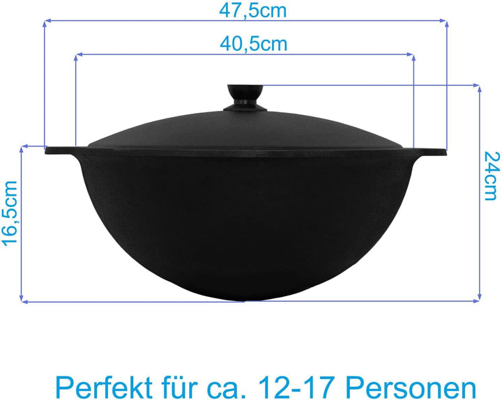 Ø36 Uchag 2mm Stahl Utschak Utschag mit Abzugsrohr Feldküche 12L Kazan Wok Kasan (Runder Boden) Feue