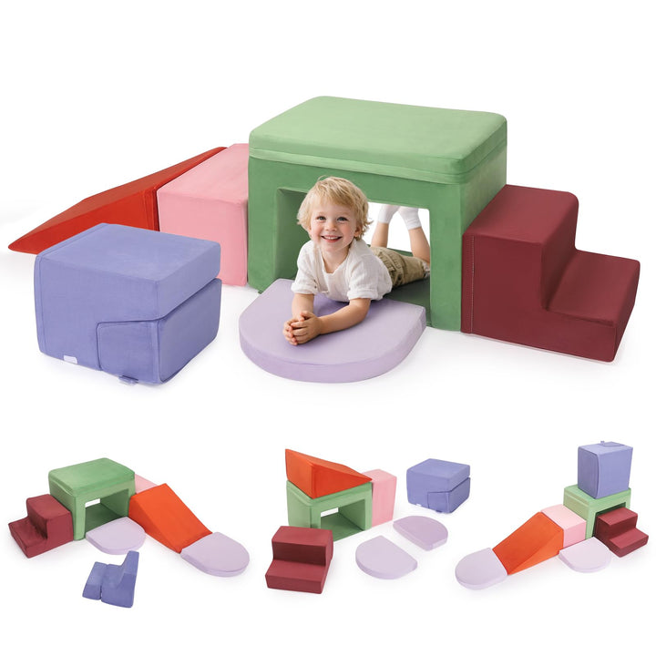 Baby-Schaumstoffbausteine, Softplay-Set für Kleinkinder von 1–3 Jahren, Baby-Kletterturm mit Rutsche