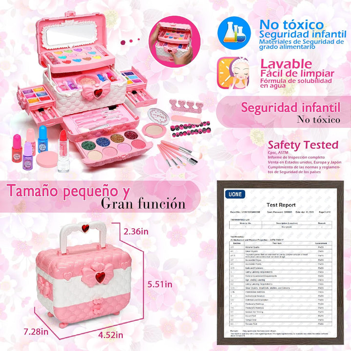 Mrabbitoo Kinderschminke Set Mädchen Schminkkoffer - Waschbar Kinder Make Up Set Schminkset Spielzeu