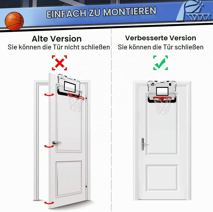 Indoor Basketballkorb Set mit 4 Bällen für Kinder Erwachsene, Basketball hängen an der Tür für Zimme