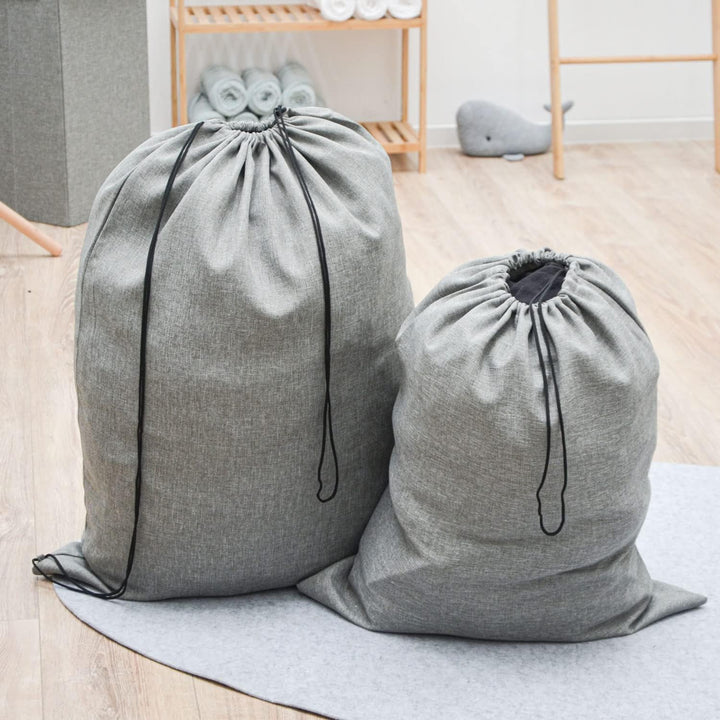 DuneDesign Leinen Look: 100l Wäschesack Gross XXL + 60l Wäschesammler Reise - Wäschesack für Schmutz