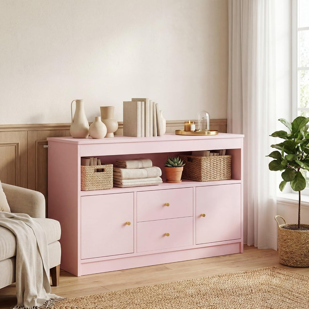 DREAMADE Spielzeug Regal, Kinderzimmer Möbel (Doppeltür, Rosa) | Kinderregal Spielzeugregal mit Schu
