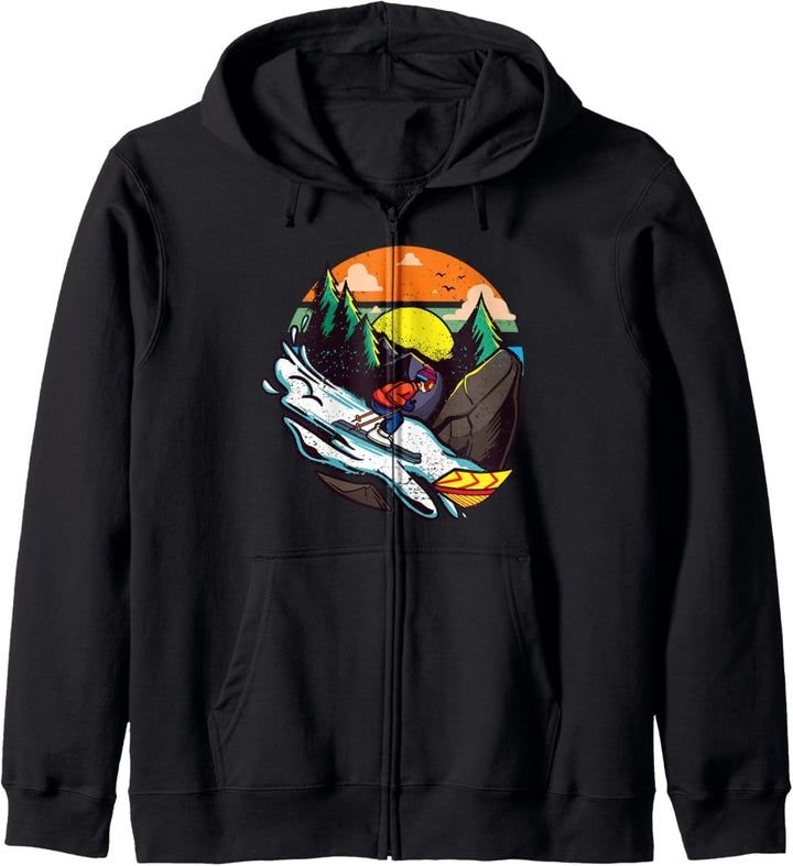 Retro Stil 70er 80er Jahre Ski Wintersport Geschenk Kapuzenjacke