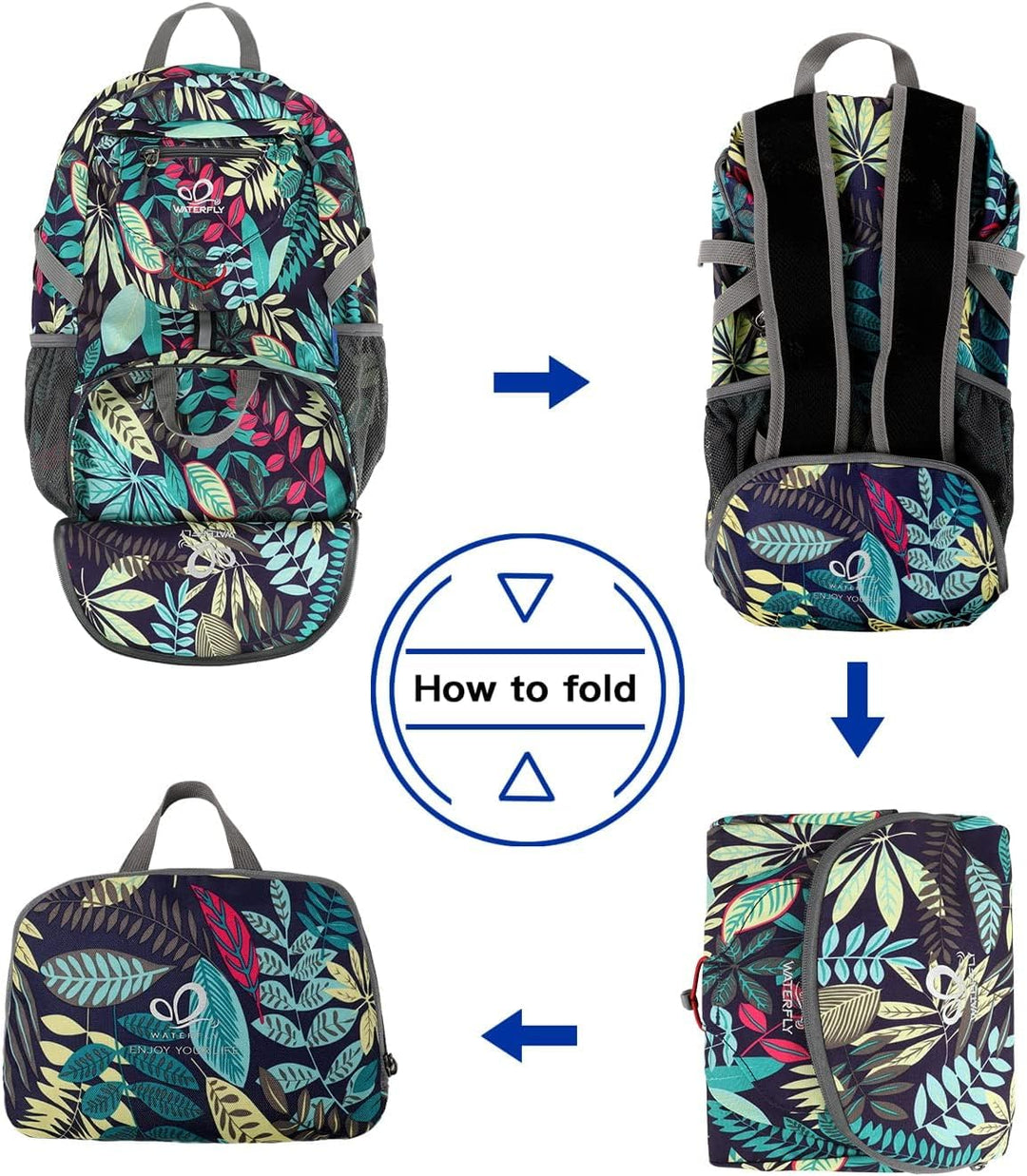 WATERFLY Ultraleicht Faltbar Klein Rucksack: 20L Leicht Packable Wanderrucksack Tagesrucksack Trekki