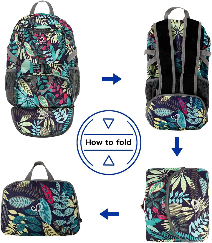 WATERFLY Ultraleicht Faltbar Klein Rucksack: 20L Leicht Packable Wanderrucksack Tagesrucksack Trekki