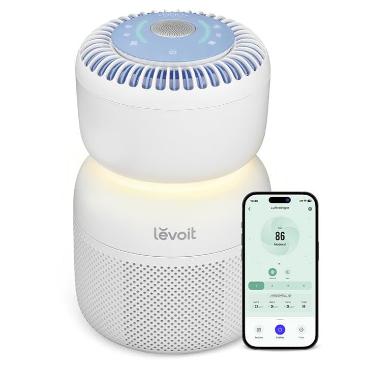 Levoit HEPA Luftreiniger mit 5 Sensoren, Luftfilter gegen 99,97 Prozent Schimmel Staub Pollen, Echtz