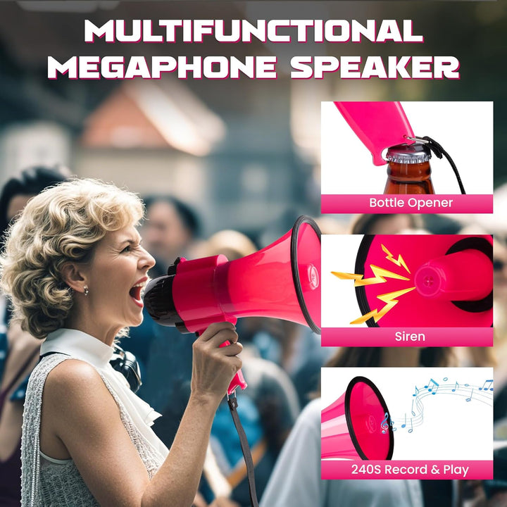 MyMealivos Tragbares Megafon Bullhorn 20 Watt Power Megafon Lautsprecher Sprach- und Sirenen-/Alarmm
