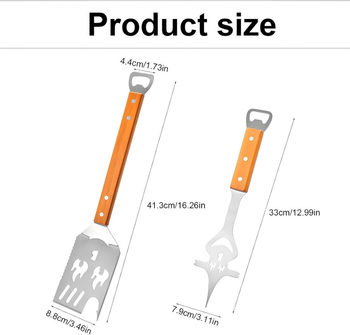 Grillbesteck Set, 5-in-1 Grillspatel, Edelstahl Grillbesteck, Grillspachtel Multitool, mit Multifunk