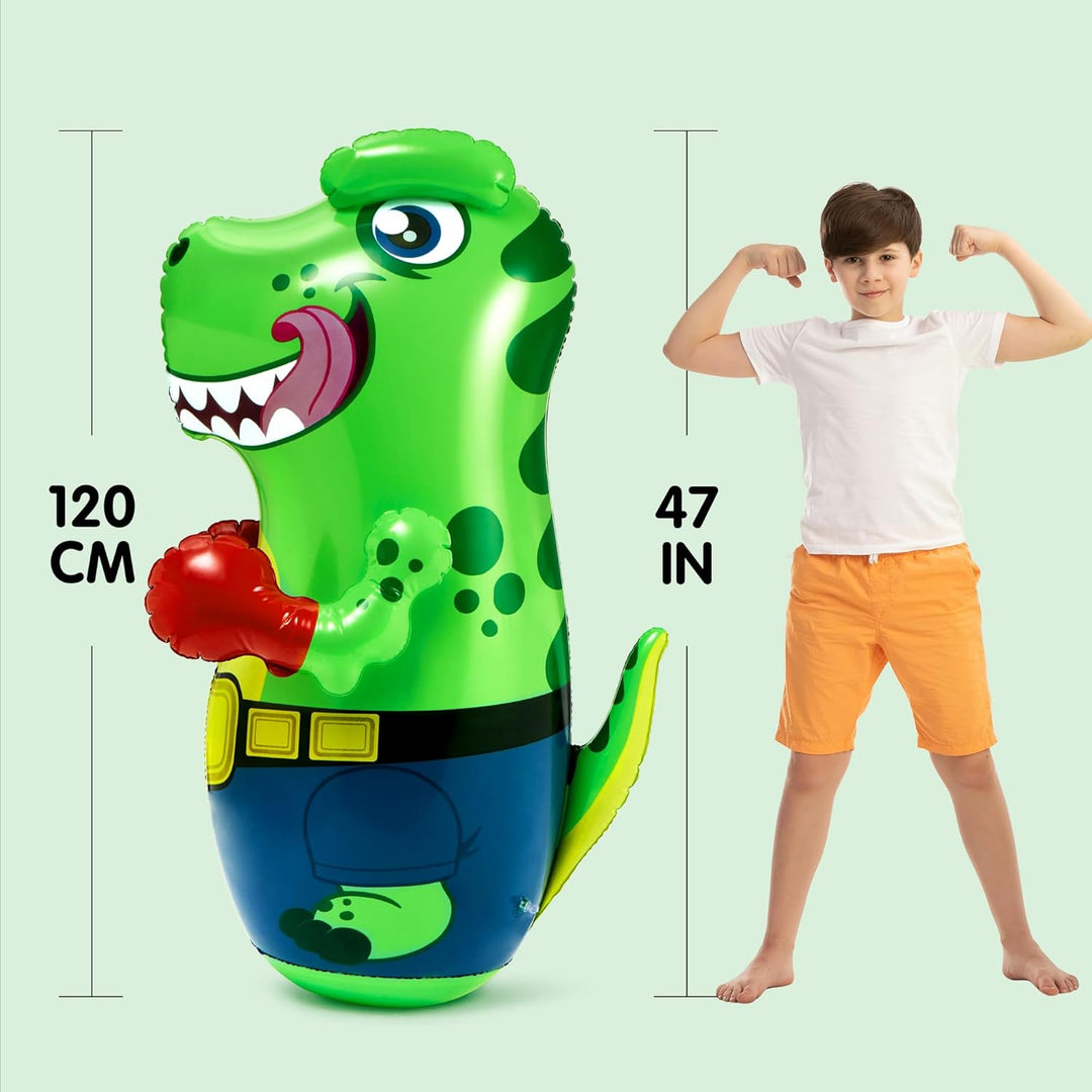JOYIN Aufblasbarer Boxsack für Kinder und Erwachsene,T-Rex Dinosaurier Bopper 47 Zoll, Freistehendes