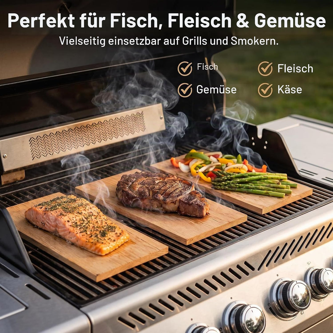 Campingman XXL Räucherbretter Aroma Grillbretter aus Hickoryholz, Grillplatte für Gas-, Kohle- und E