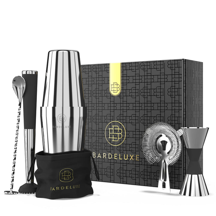 BarDeluxe® Boston Shaker Set 5-teilig, Barkeeper Set, Cocktail Mix Set - 750ml Cocktailshaker Boston