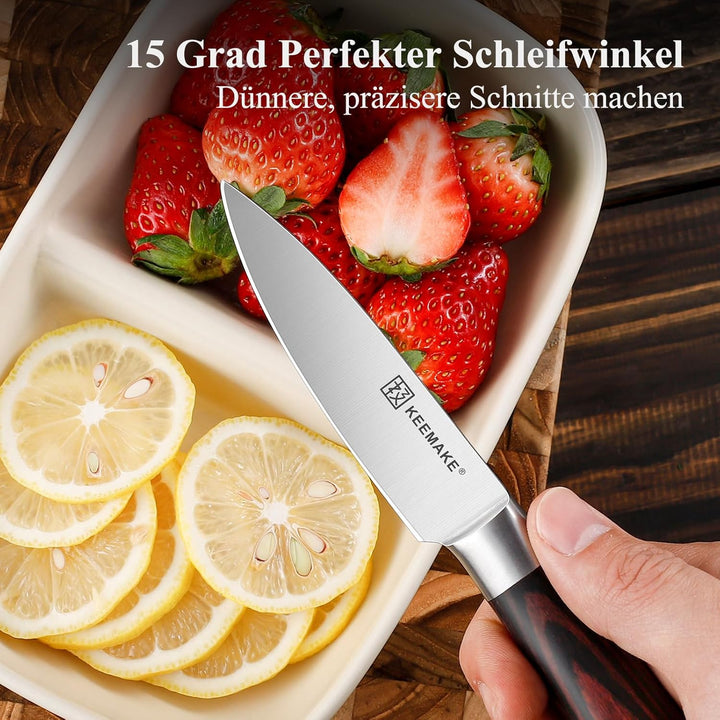 KEEMAKE Schälmesser Gemüsemesser 9 cm Klingenlänge Profi Küchenmesser Messer Obstmesser aus deutsche