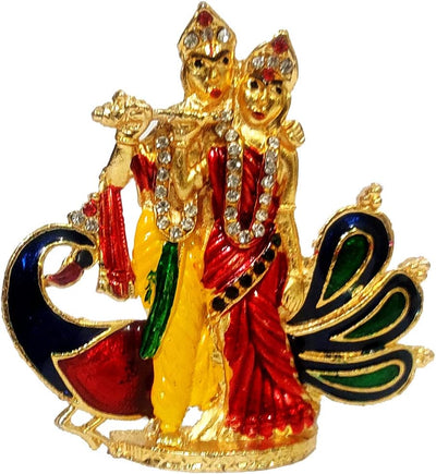 Purpledip 12135A Metallidol Radha Krishna Pfau: Divine Dance Raas Leela