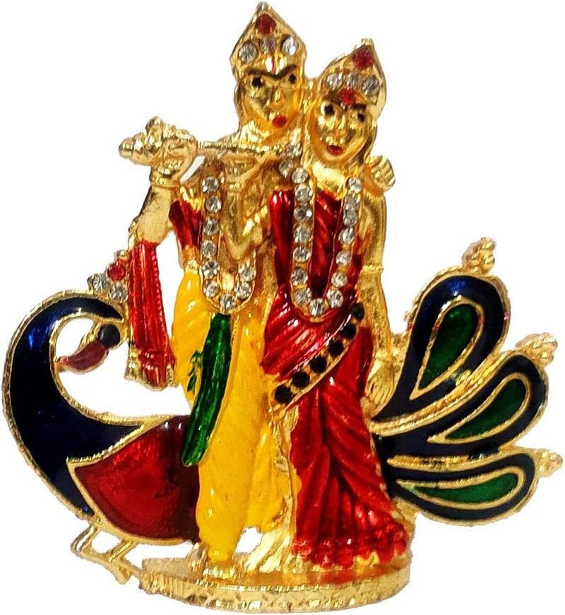 Purpledip 12135A Metallidol Radha Krishna Pfau: Divine Dance Raas Leela