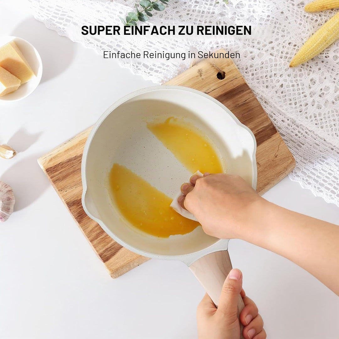 Kordisen Saucenpfannen-Set mit Deckel, 16cm+ 20cm Antihaft-Kochtöpfe mit Ausgiesser, leicht zu reini