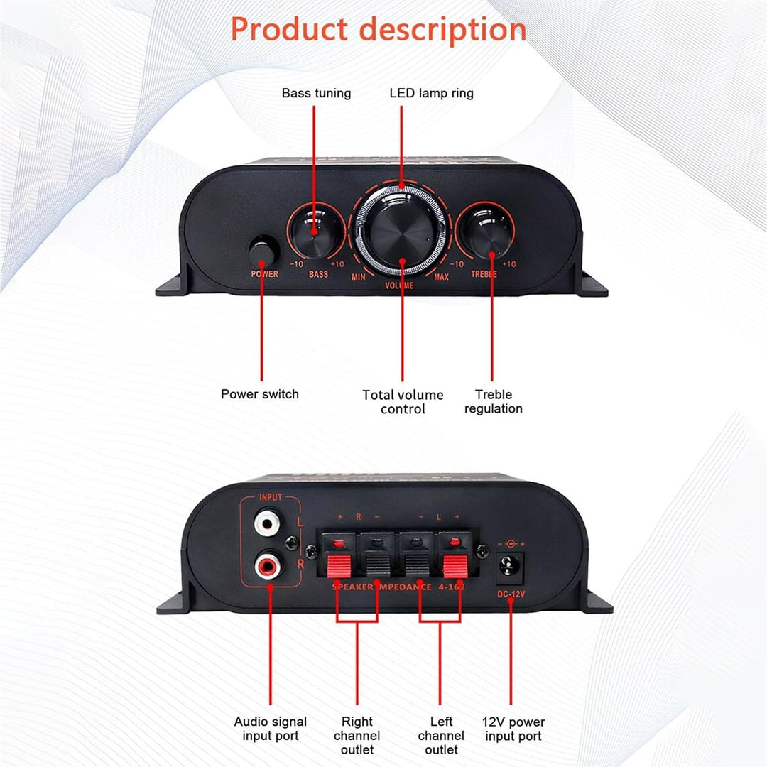 Mini-Verstärker, Lautsprecherverstärker, HiFi-Leistungsverstärker, 2 Kanäle, Mini, 40 W, DC12 V, Mul