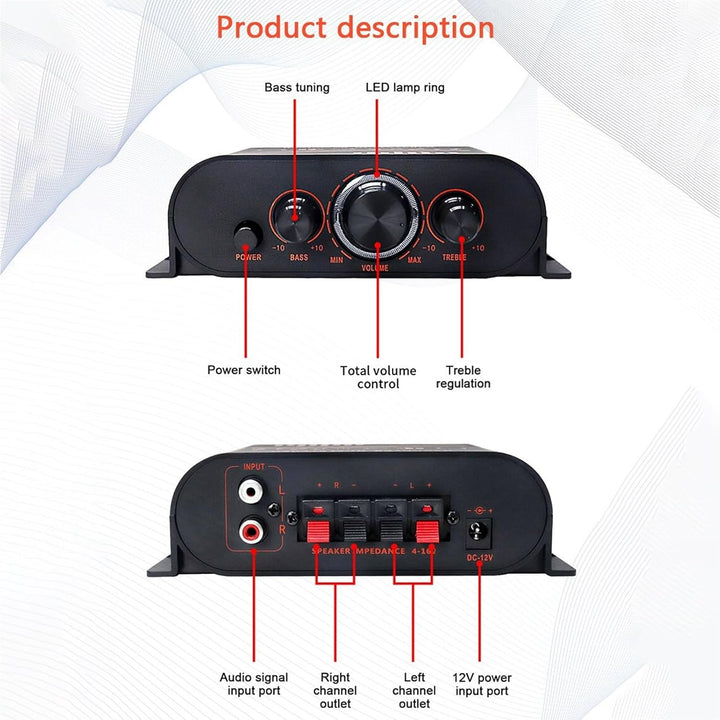 Mini-Verstärker, Lautsprecherverstärker, HiFi-Leistungsverstärker, 2 Kanäle, Mini, 40 W, DC12 V, Mul