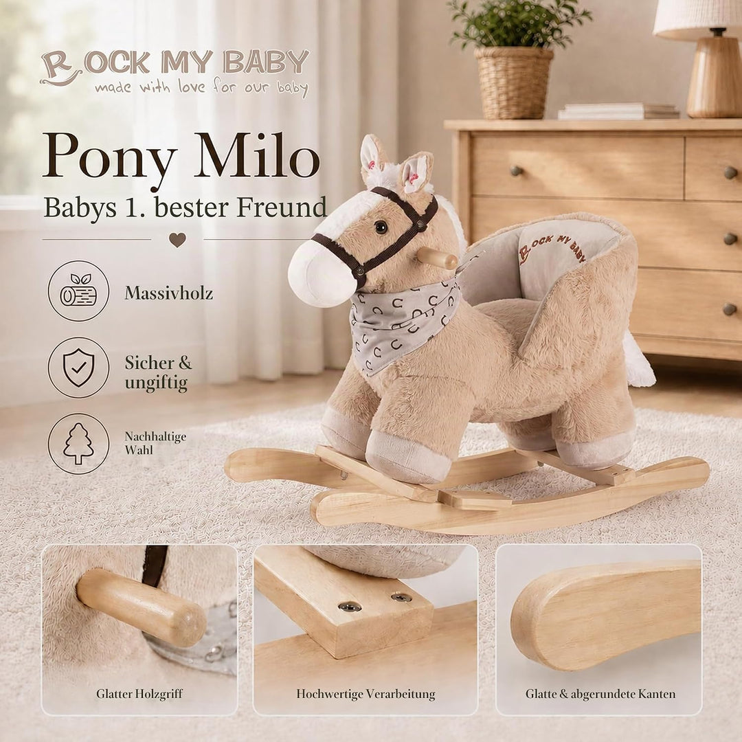 Plüsch Rocking Horse -Schaukelpferd Schaukeltier Schaukelspielzeug，TIC、CPC Zertifizierung Karamell,
