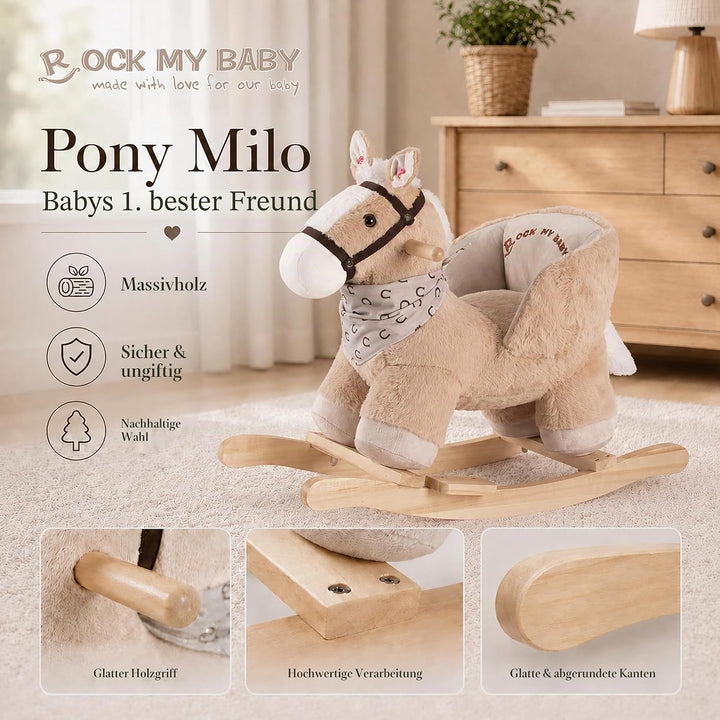 Plüsch Rocking Horse -Schaukelpferd Schaukeltier Schaukelspielzeug，TIC、CPC Zertifizierung Karamell,