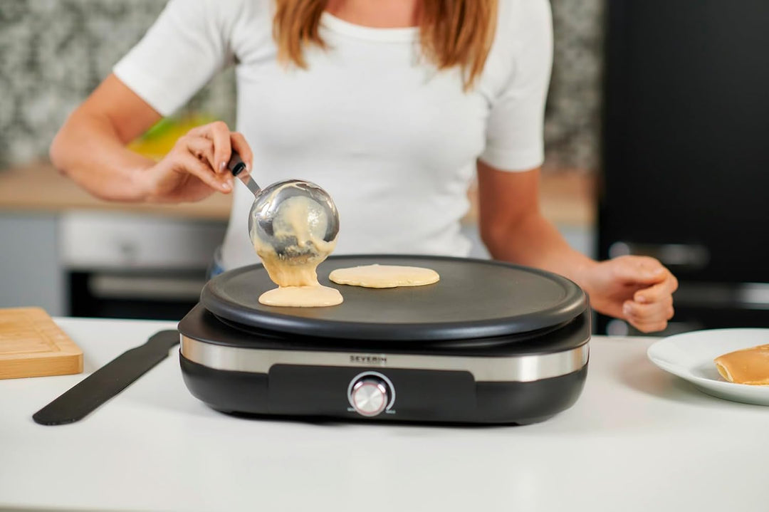 SEVERIN Crêpes Maker, Crepeseisen für süsse Crepes und herzhafte Galettes, Crepesmaker mit abnehmbar