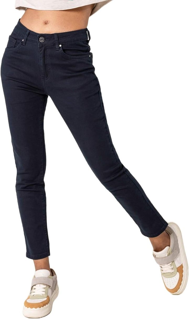 Nina Carter P210 Damen Mom Jeans High Waist Jeanshosen Used-Look Stretchjeans XS Navyblau (P210-3),