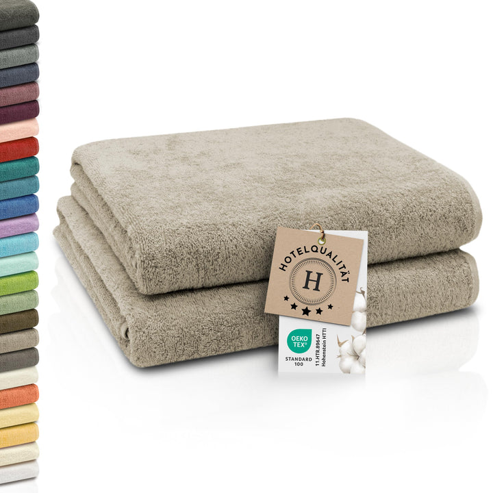 ZOLLNER 2er Set Badetücher - weiche und saugstarke Duschtücher - waschbar bis 95°C - Baumwolle - 100