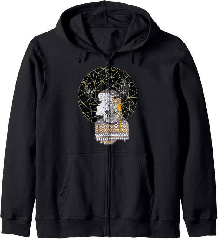 Vintages lustiges Spass-Lächeln-Winter-Ren-Weihnachten Kapuzenjacke