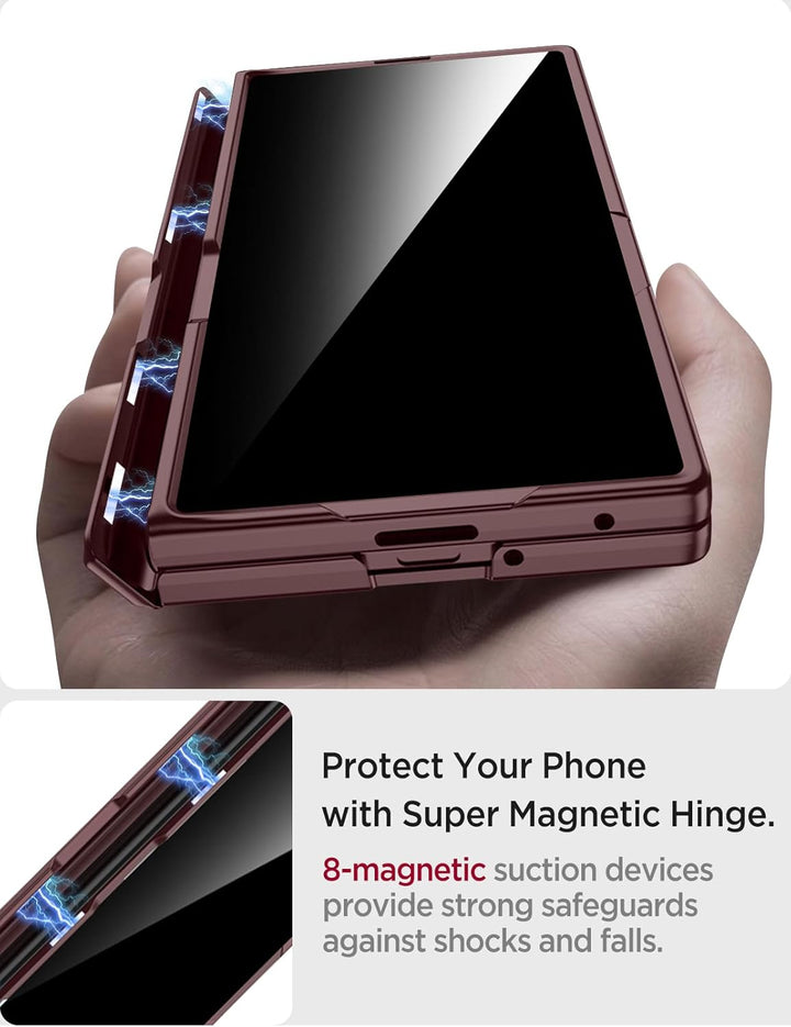 Miimall Kompatibel mit Samsung Galaxy Z Fold 7 Hülle mit Displayschutz Anti-SPY, [Magnetischer Schar