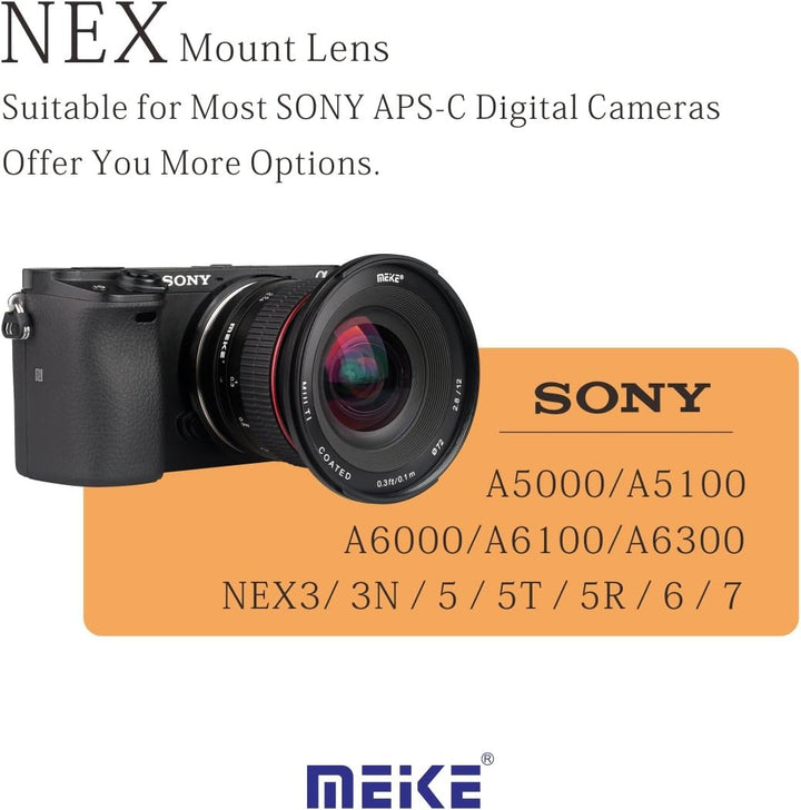 Meike Optics MK 12mm f2.8 Ultra-Weitwinkel Objektiv für Sony E-Mount, für Sony