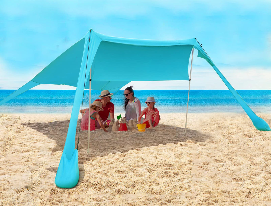 Strandzelt Sonnenschutz Strand zelte strandmuschel Muschel UPF50+ mit Sandschaufel, Erdnägeln und St