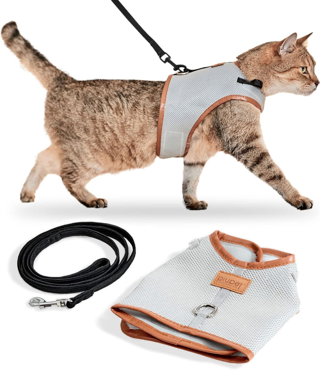 PiuPet® Katzengeschirr (S) mit 1,2m Leine I ausbruchsicher I Geschirr Katze I Katzengeschirr ausbruc