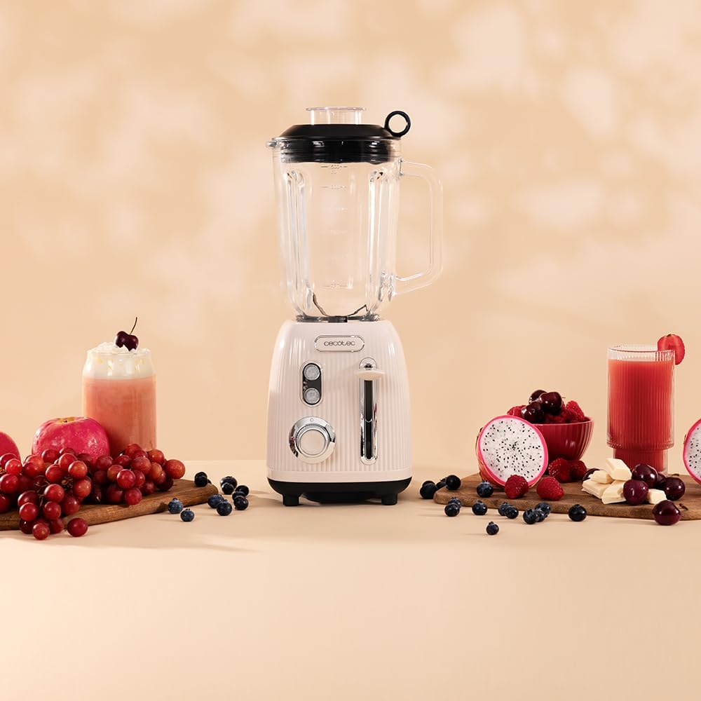 Cecotec Standmixer Retro Power Black Titanium RetroBeige. 1200W Maximale Leistung, 2 Geschwindigkeit